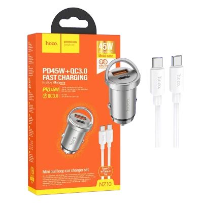 hoco. Auto punjač, brzi, sa type C kabelom, PD45W+QC3.0 - NZ10 Handy, type C