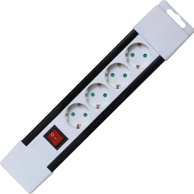 home Produžni kabl, 4 utičnica, prekidač, 1,0mm², 2 met, bijeli - PNV 04K/WH