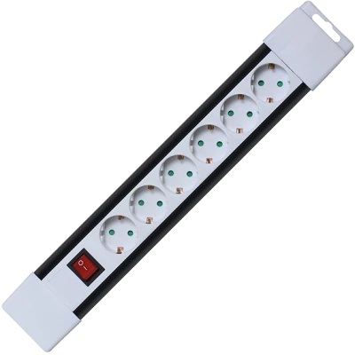 home Produžni kabl, 6 utičnica, prekidač, 1,0mm², 2 met, bijeli - PNV 06K/WH