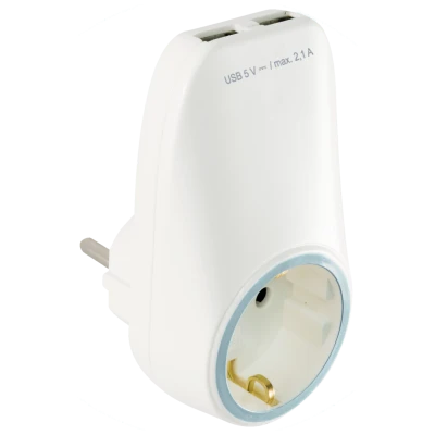 home Punjač kućni za smartphone, tablet,2 x USB, 2.1A + Schuko - NV 2100 USB