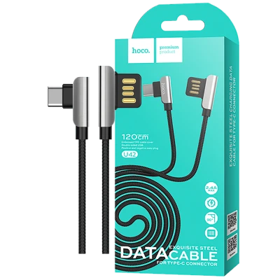 hoco. USB kabl za smartphone, USB type C, 1.2 met., 2.4 A, crna - U42 Exquisite steel, USB type C, BK