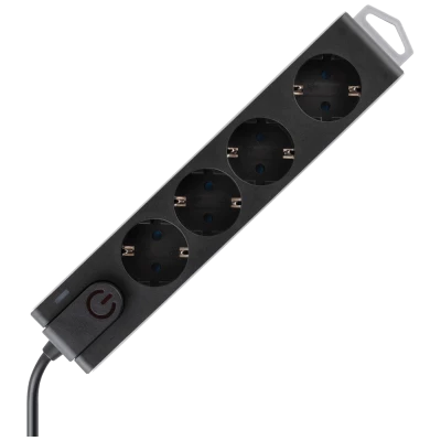 home Produžni kabl sa zaštitom, 4 utičnica, 1.0 mm², 1.5 met - NVT 4K/BK