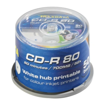 CD-R TRAXDATA, 700 MB, 52X, CAKE 50 kom PRINTABLE WHITE
