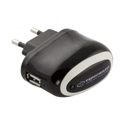 USB punjac ESPERANZA CHARGER,  AC 100-240V, 5V/1000mA, black, EZ111