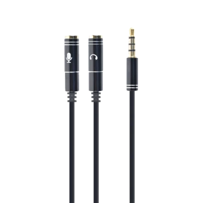 GEMBIRD audio adapter za slušalice 3,5mm 4pin to 2x 3,5 mm 3pin (mic/slušalice), 20cm CCA-417M
