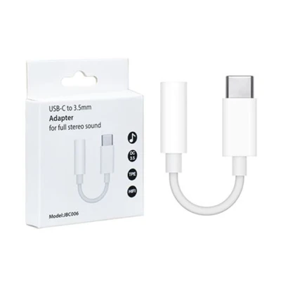 Audio kabl USB type-C plug to stereo 3.5 mm audio adapter cable, 10 cm white JBC006