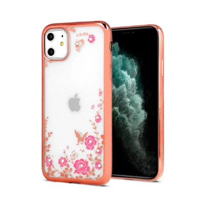 ZADNJA MASKA DIAMOND FLOWER ZA IPHONE 12 PRO MAX ROZE ZLATNA