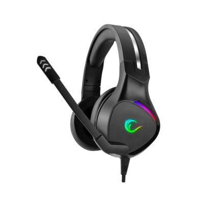 Slušalice sa mikrofonom gaming RAMPAGE RM-K10 PC/PS4 AMAZING Black USB 7.1 Noise-Cancelling Mic, RGB LED