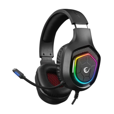 Slušalice sa mikrofonom gaming RAMPAGE RM-K90 VECTOR black, RGB LED, 3,5 mm