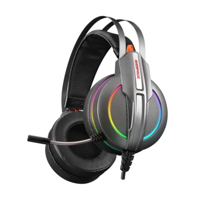 Slušalice sa mikrofonom gaming RAMPAGE RM-K6 STARK PLUS, metalic gray, USB, 7.1 surround, Double RGB, PC/PS4