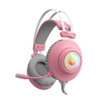 Slušalice sa mikrofonom gaming RAMPAGE RM-K1 PULSAR pink, USB, 7.1 Surround+Vibration, RGB, dugi fleksibilni mikrofon, 36130