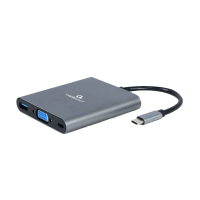 Docking station USB adapter Type-C 6-in-1 multi-port adapter (Hub3.1 + HDMI + VGA + PD + card reader + stereo audio), space grey, A-CM-COMBO6-01