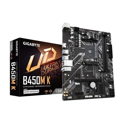 Gigabyte MB B450M K G20 AM4; 2xDDR4 up to 64GB/3600MHz 1xM.2,4xSATA,2xPS/2,6xUSB,HDMI,