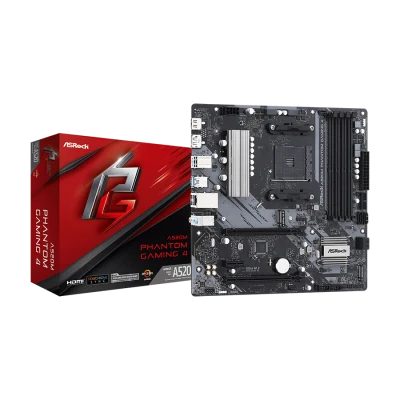 ASROCK A520M PHANTOM GAMING 4 AMD A520;AM4;4xDDR4;RAID HDMI,DP;micro ATX
