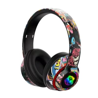 Slušalice bluetooth L750 HiFi RGB stickerbomb design, black