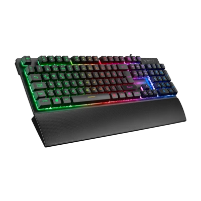 Tastatura gaming RAMPAGE KB-RX77 RUNNER Black USB Rainbow Illuminated US/ENGLISH LAYOUT Wrist Support, 39909
