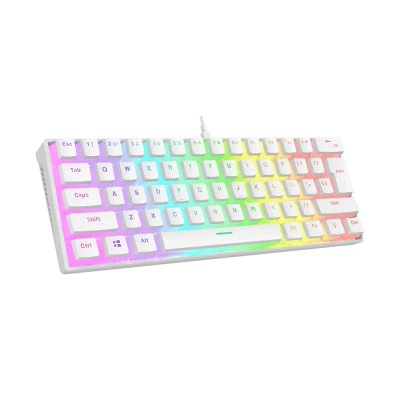 Tastatura gaming RAMPAGE RADIANT K11 white, red switch, Type-C, RGB,  US Layout, pudding keycaps, 38969