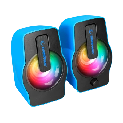 Zvučnici 2.0 gaming RAMPAGE RMS-G7 FALSETTO, 6W, RGB LED blue, 3,5mm + USB napajanje