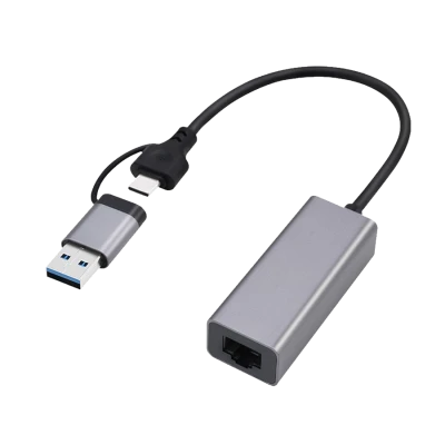 USB-A + Type-C to Ethernet LAN 2.5Gb GEMBIRD USB 3.1 + type-C Gigabit network adapter, space grey, A-USB3AC-LAN2G-01