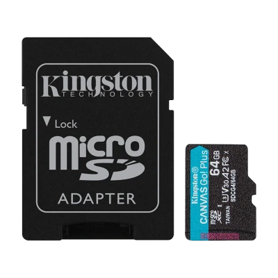 Micro SDXC card Kingston 64GB Canvas GoPlus Gen.4 200MB/s A2 U3 V30 Card + Adapter SDCG4/64GB
