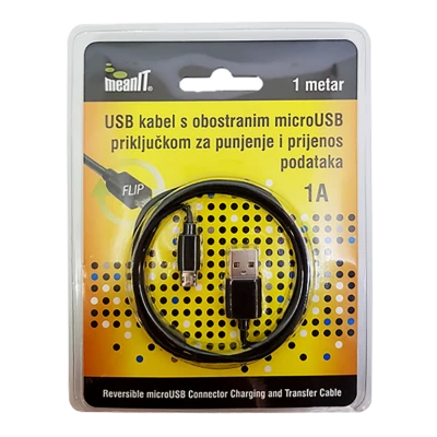 MeanIT USB A na USB micro kabl, FLIP, dužina 1.0 metar - USB / micro USB - 1m