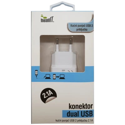 MeanIT Punjač kućni za smartphone, tablete, 2.1A - PUNJAČ ZA TABLET I SMARTPHONE USB 2