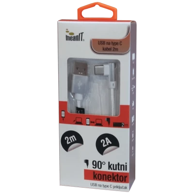 MeanIT USB kabl za smartphone USB type C, kutni 90°, 2 A - Kabel USB type C, 90°