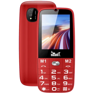 MeanIT Telefon mobilni, SOS tipka, LED svjetiljka - SENIOR 15, Crveni