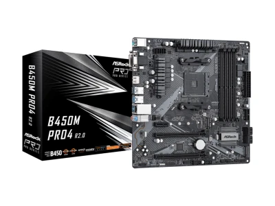 ASROCK MB B450M PRO4 R2.0AMD B450;AM4;4xDDR4m.2,VGA,DVI,HDMI,micro ATX