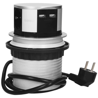 Orno Produžni kabel sa 3 x Schuko utičnice + 2 x USB, ugradbena - OR-AE-1342(GS)