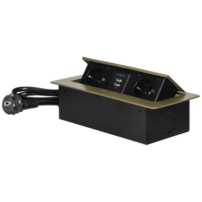 Orno Produžni kabel sa 2 x Schuko utičnice + 2 x USB, ugradbena - OR-AE-13126(GS)/BR