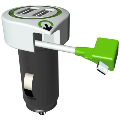 q2power Auto punjač, Dual USB, 3.1A, lightning konektor - TRIPLE USB CAR CHARGER L