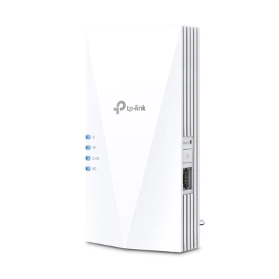 TP-Link RE500X AX1500 Wi-Fi 6 Range Extender, 300 Mbps at 2.4 GHz + 1201 Mbps at 5 GHz, 2 × Internal Antennas, 1 × Gigabit Port, Broadcom 1.5GHz Tri-C