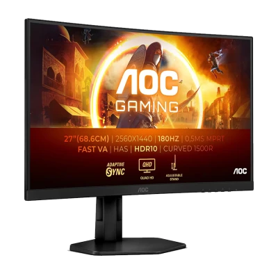 MONITOR AOC 27" CQ27G4X Zakrivljeni 180Hz QHD Gaming 2560x1440 ,0.5ms. HDMI, DP, Full Ergo, Black.3godGAR