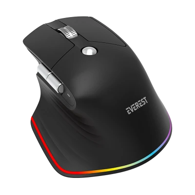 Miš Everest SMW- 178 Handy 2in1 Bluetooth 2,4GHz Black Rechargeable 4000 DPI Horizontal/Vertical Wheel Ergonomic RGB Mouse, 41042
