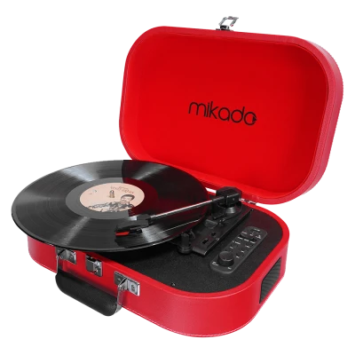 Gramofon Mikado Nostalgia MN-101 Pickup Red Usb + RCA + Bluetooth Supported Music Box, 22357