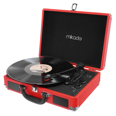 Gramofon Mikado Nostalgia MN-P317 Red Turntable + Rca + Bluetooth Supported Music Box, 23651