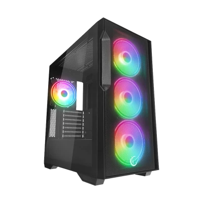 Kućište gaming RAMPAGE CRAFT CRUISER V1 Mesh Tempered Glass Black 4*14cm RGB Fan Hub Controller TYPE-C E-ATX Big-T, 40412