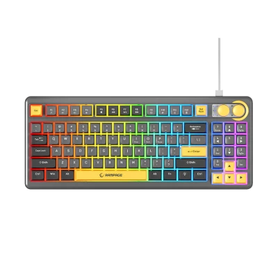 Tastatura gaming RAMPAGE Cyclone Gray/Black/Yellow USB RGB illuminated Us Layout English Compact Membrane, 41693