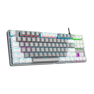 Tastatura gaming RAMPAGE Snug K14 Gray/White Red Switch Mechanical Gaming Keyboard ENGLISH Layout English Rainbow TKL, 41855