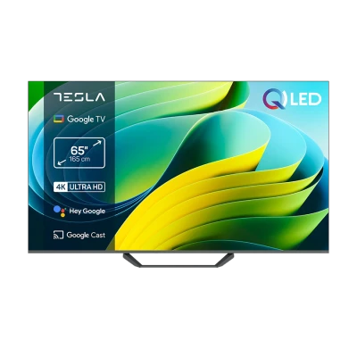 TESLA QLED TV 65" Q65E655GUS UHD Google TV, DVB-T/T2/C/S/S2;HDMIx3:USBx2:CI;2x12W Box Zvucnici