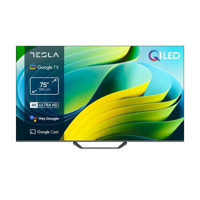 TESLA QLED TV 75" Q75E655GUS UHD Google TV, DVB-T/T2/C/S/S2;HDMIx3:USBx2:CI;2x12W Box Zvucnici