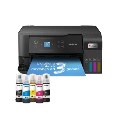 Printer EPSON EcoTank L3560 print/scan/copy/fax Rez.4.800 x 1.200 dpi. 33str/min Monokrom.20str/min Colour. ADF.Duplex.USB, LAN.WiFi. tinte br.103