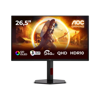 AOC Monitor LED Q27G4ZDR Gaming 27" QD - OLED 2560x1440 2H 240Hz PiP+PbP Full ERGO USB Hub DP HDMI 3y