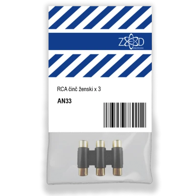 ZED electronic RCA činč ženski x 3, za produžetak audio kabla - AN33
