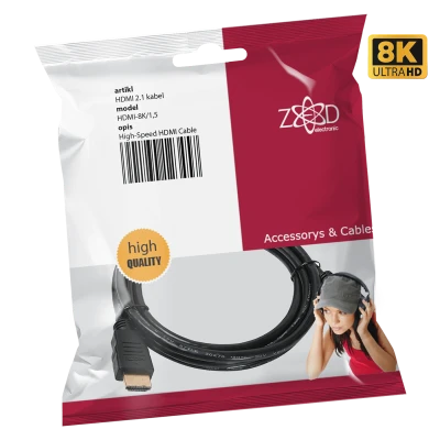 ZED electronic HDMI 2.1 kabl, 4K/120p ili 8K/60p, 48 Gbps, dužina 1,5 met. - HDMI-8K/1,5