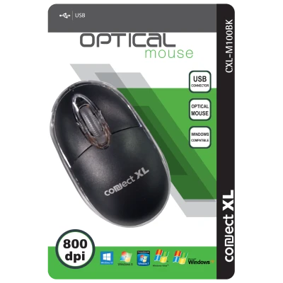 Connect XL Miš optički, 800dpi, USB, crna boja - CXL-M100BK