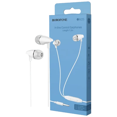 Borofone Slušalice sa mikrofonom, 3.5 mm,dužina kabela 1.2 met,bijela - BM25 Sound edge