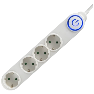 home Produžni kabl, 4 utičnice, 3 x 1,5 mm², 5 met., bijeli - NV 04TK-5/WH/1.5