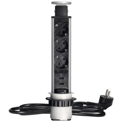 Orno Produžni kabel sa 3 x Schuko utičnice + 2 x USB, ugradbena - OR-AE-1349(GS)